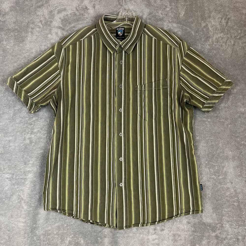 Kuhl Suncel Button Down Shirt Mens M Short Sleeved Outdoor Hiking Performance
